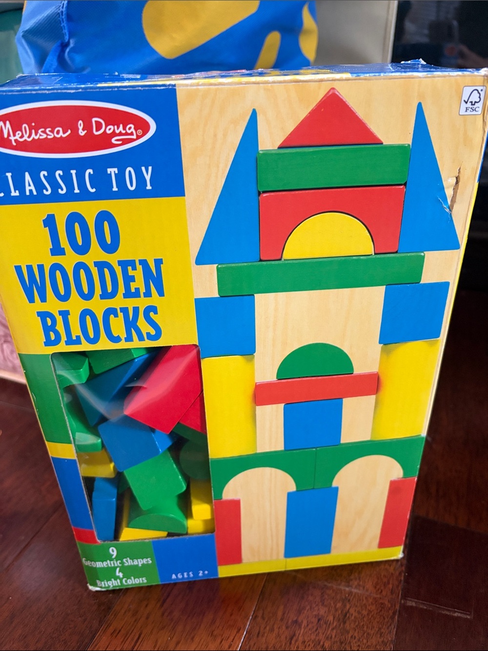Melissa & Doug Wooden Block Set in Red, Blue, Green, Yellow